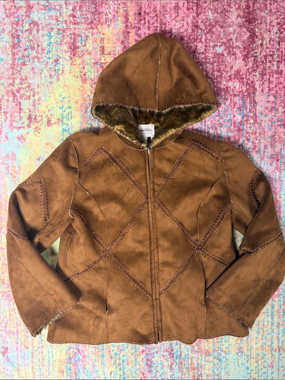 Brown Faux-Suede Hooded Jacket